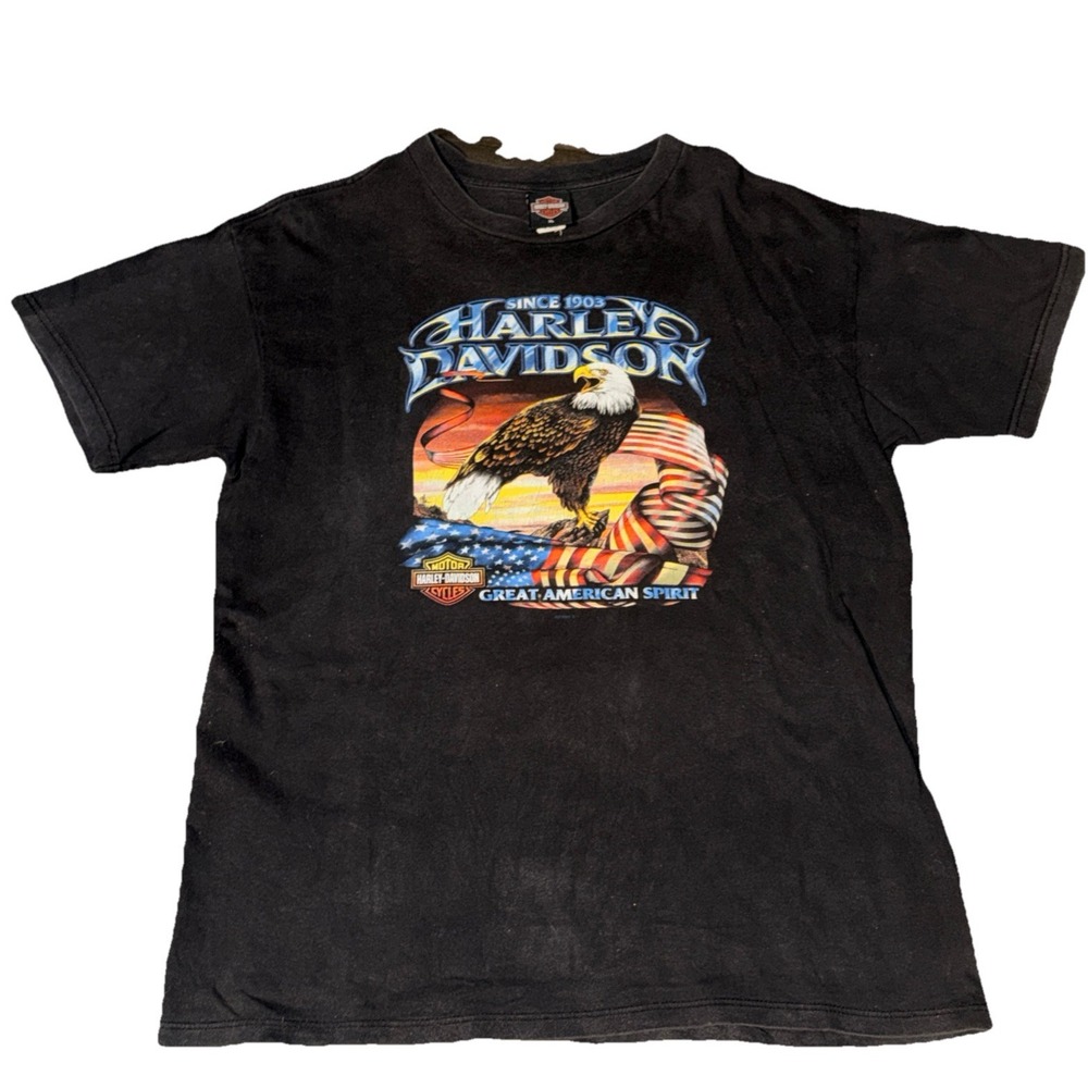 VTG Harley-Davidson XL Men Y2K 2000 Great American Spirit Eagle T-Shirt Germany